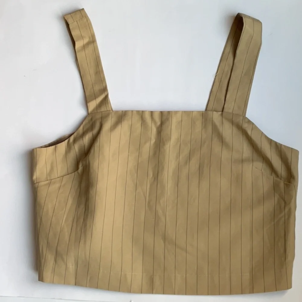 Frank and Oak The Striped Shell Linen Top in Cream Yellow - Picture 7 of 10